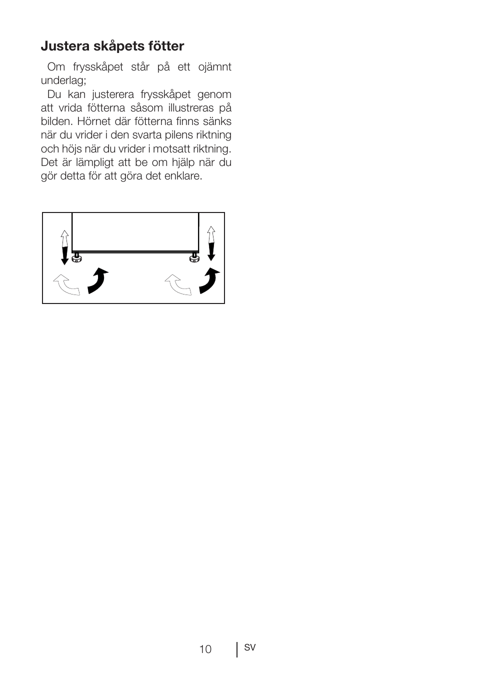 Justera skåpets fötter | GRAM KS 3265-93/1 User Manual | Page 47 / 94