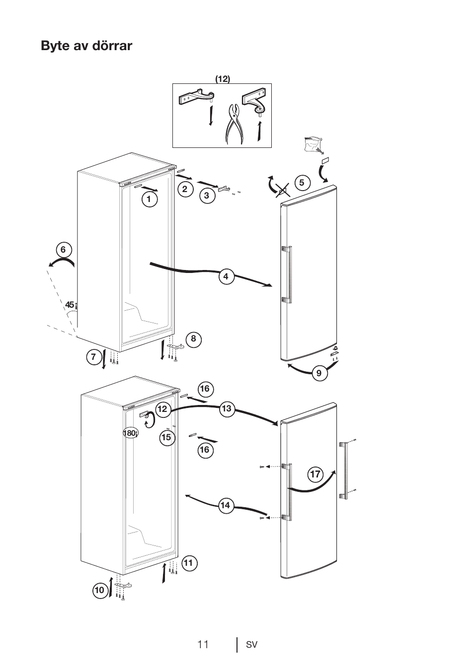 Byte av dörrar | GRAM KS 3265-93/1 User Manual | Page 48 / 94