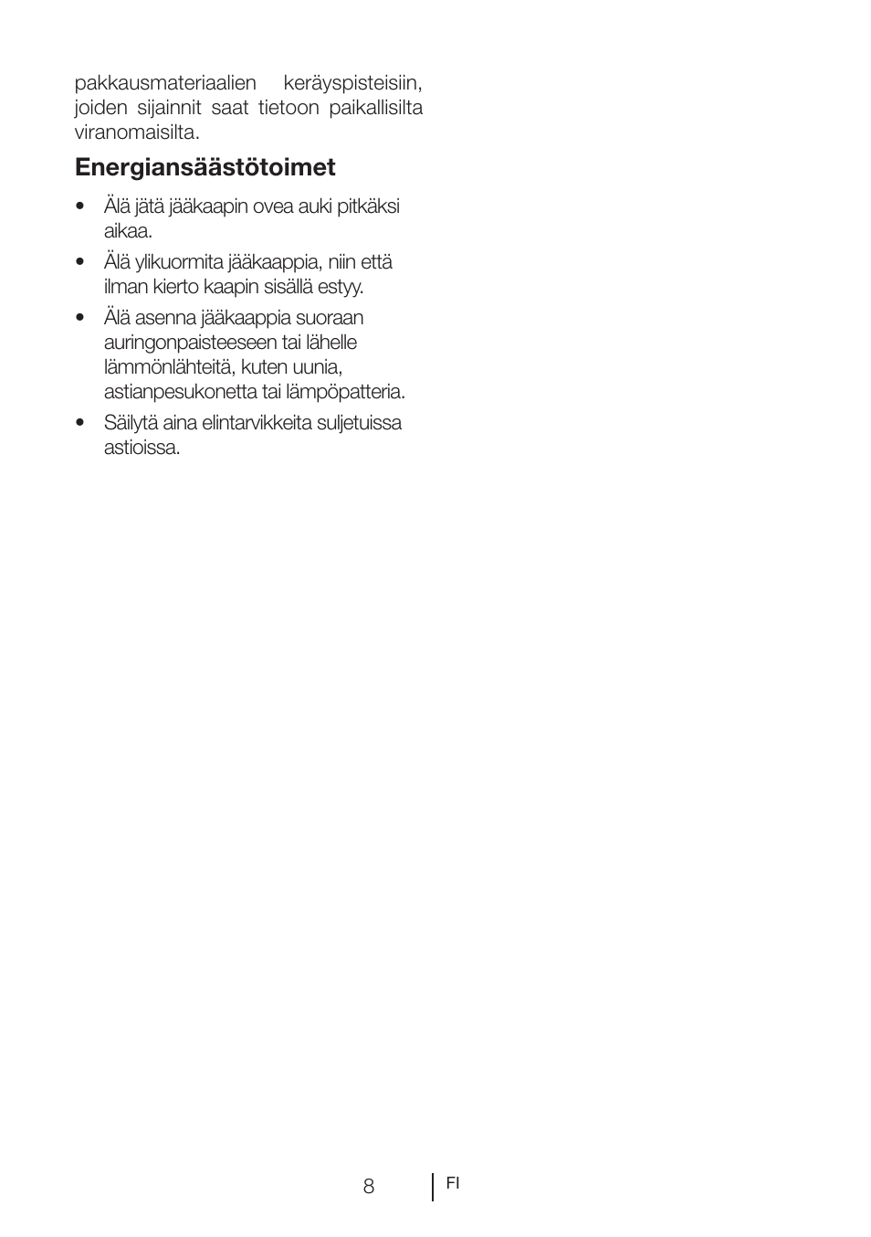 Energiansäästötoimet | GRAM KS 3265-93/1 User Manual | Page 63 / 94