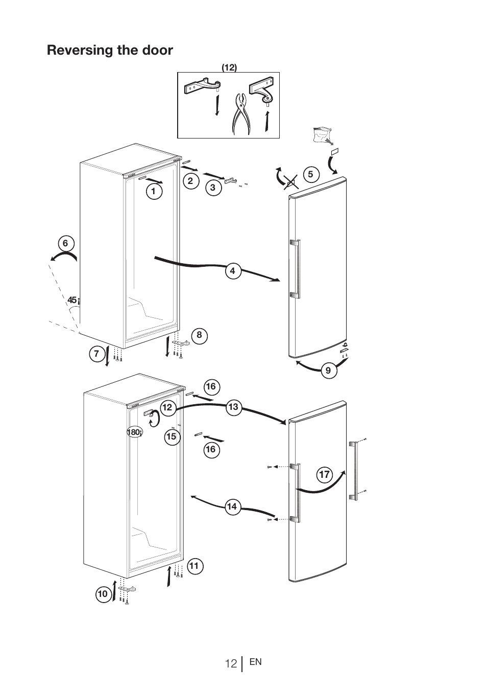 Reversing the door | GRAM KS 3265-93/1 User Manual | Page 86 / 94