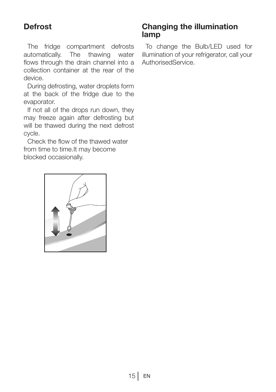 Defrost, Changing the illumination lamp | GRAM KS 3265-93/1 User Manual | Page 89 / 94
