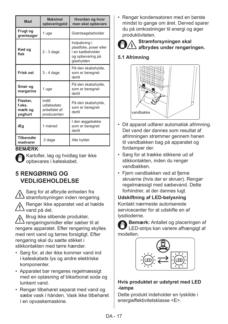 5 rengøring og vedligeholdelse | GRAM 49SK 4186 F User Manual | Page 18 / 112