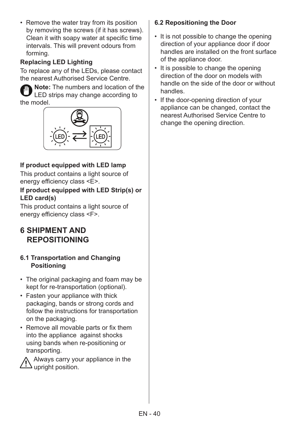 6 shipment and repositioning | GRAM 49SK 4186 F User Manual | Page 41 / 112