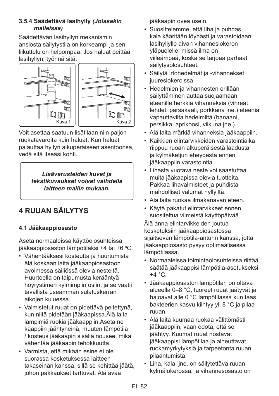 4 ruuan säilytys | GRAM 49SK 4186 F User Manual | Page 83 / 112