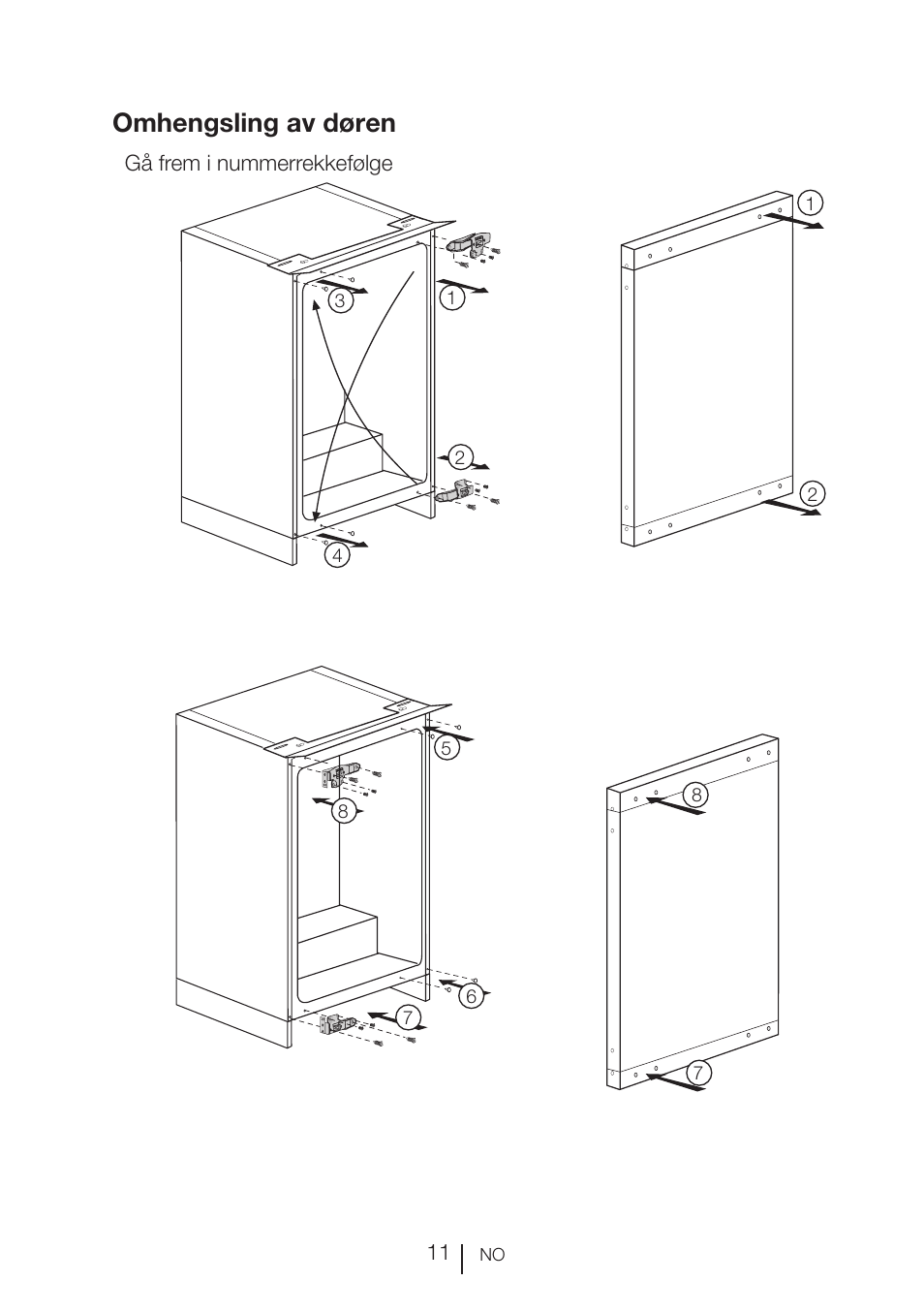 Omhengsling av døren | GRAM KSU 3136-50/1 User Manual | Page 31 / 113