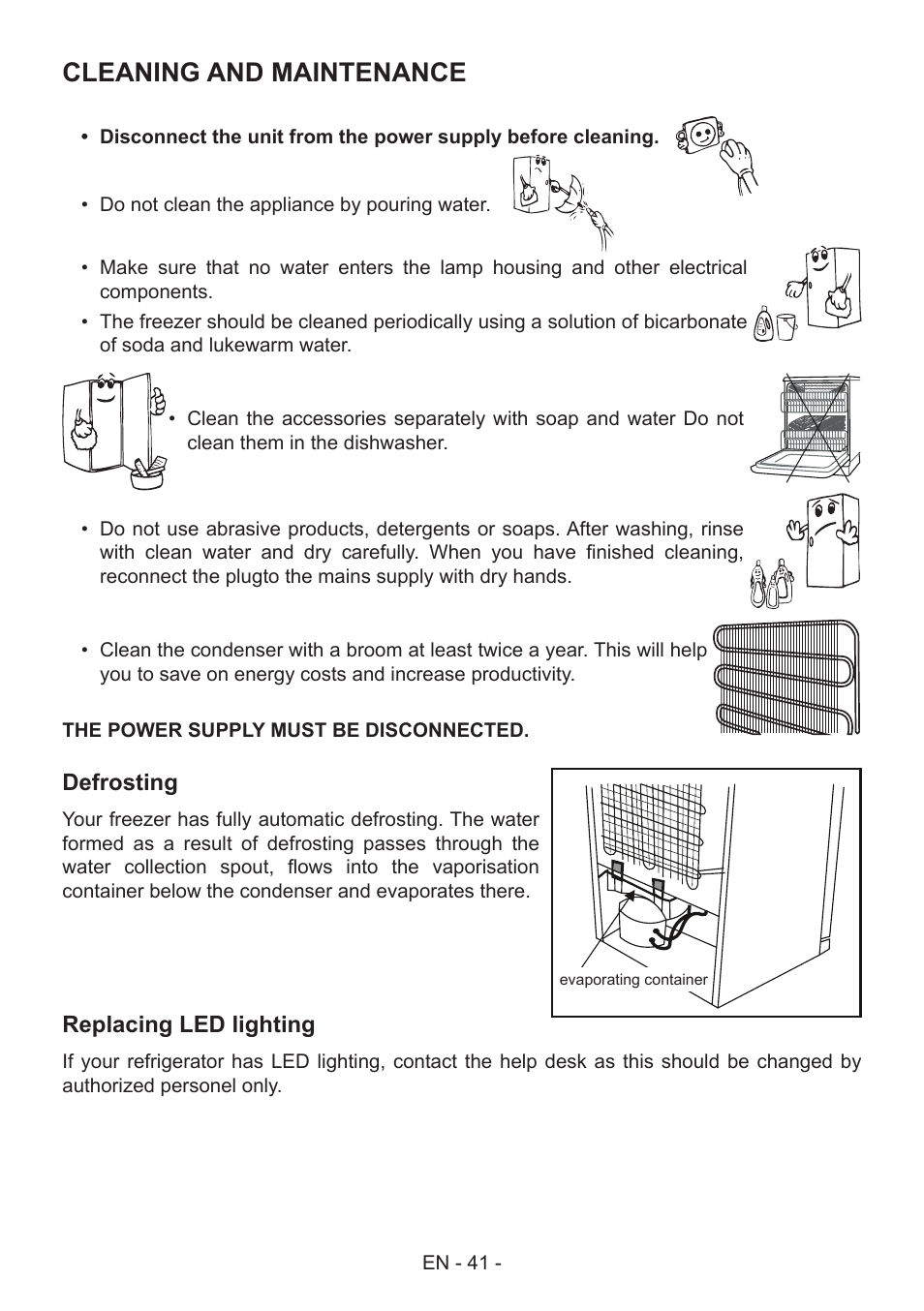 Cleaning and maintenance | GRAM FS 481864 N (v)/1 User Manual | Page 42 / 122