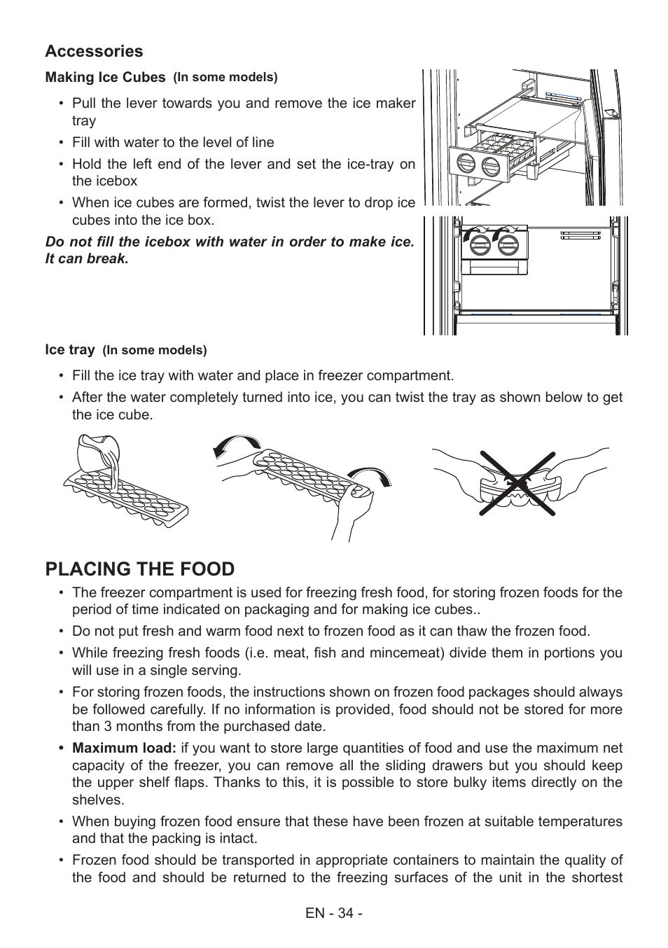 Placing the food | GRAM FS 441862 N (v)/1 User Manual | Page 36 / 112