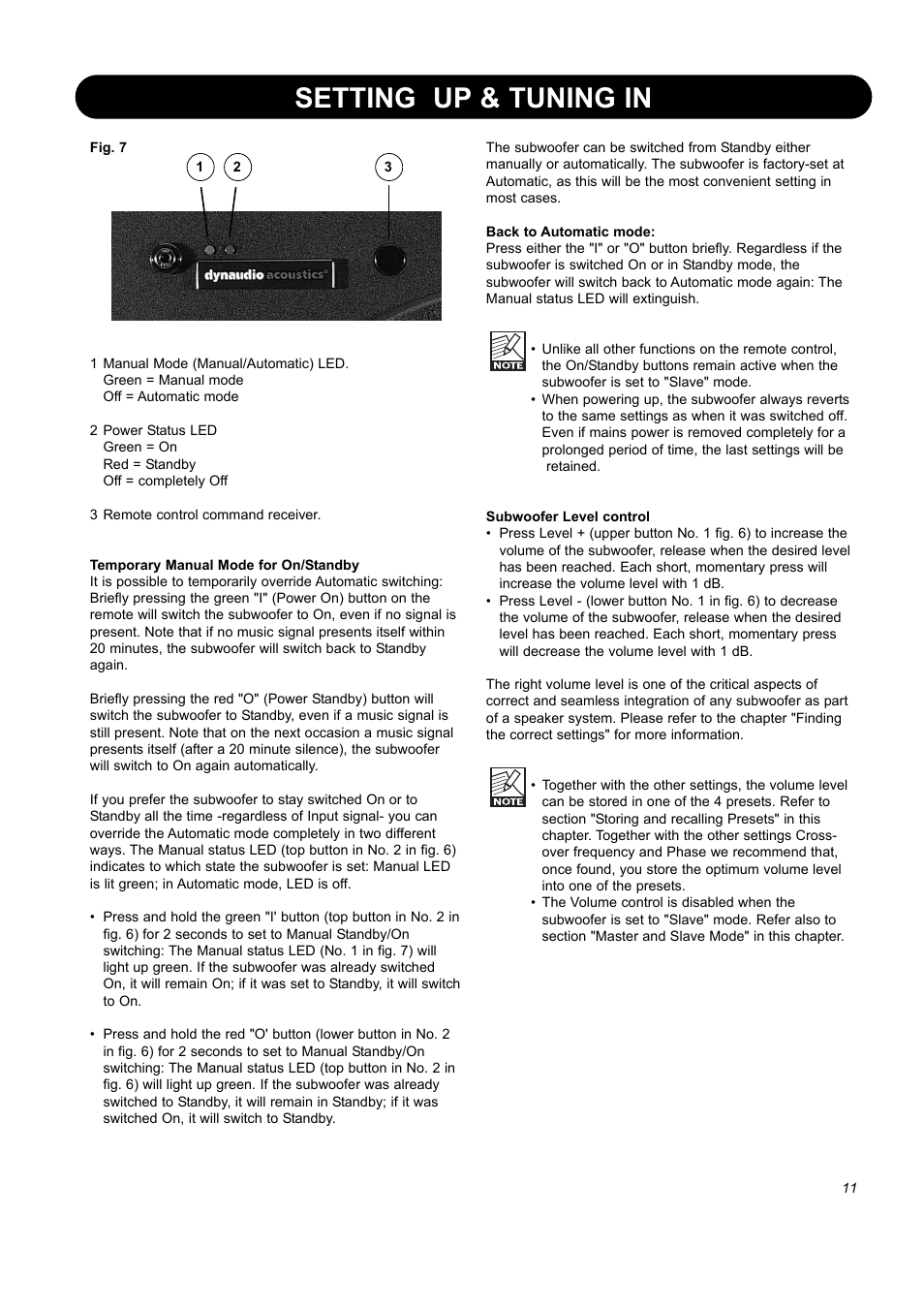 Setting up & tuning in | Dynaudio BM12S User Manual | Page 13 / 22