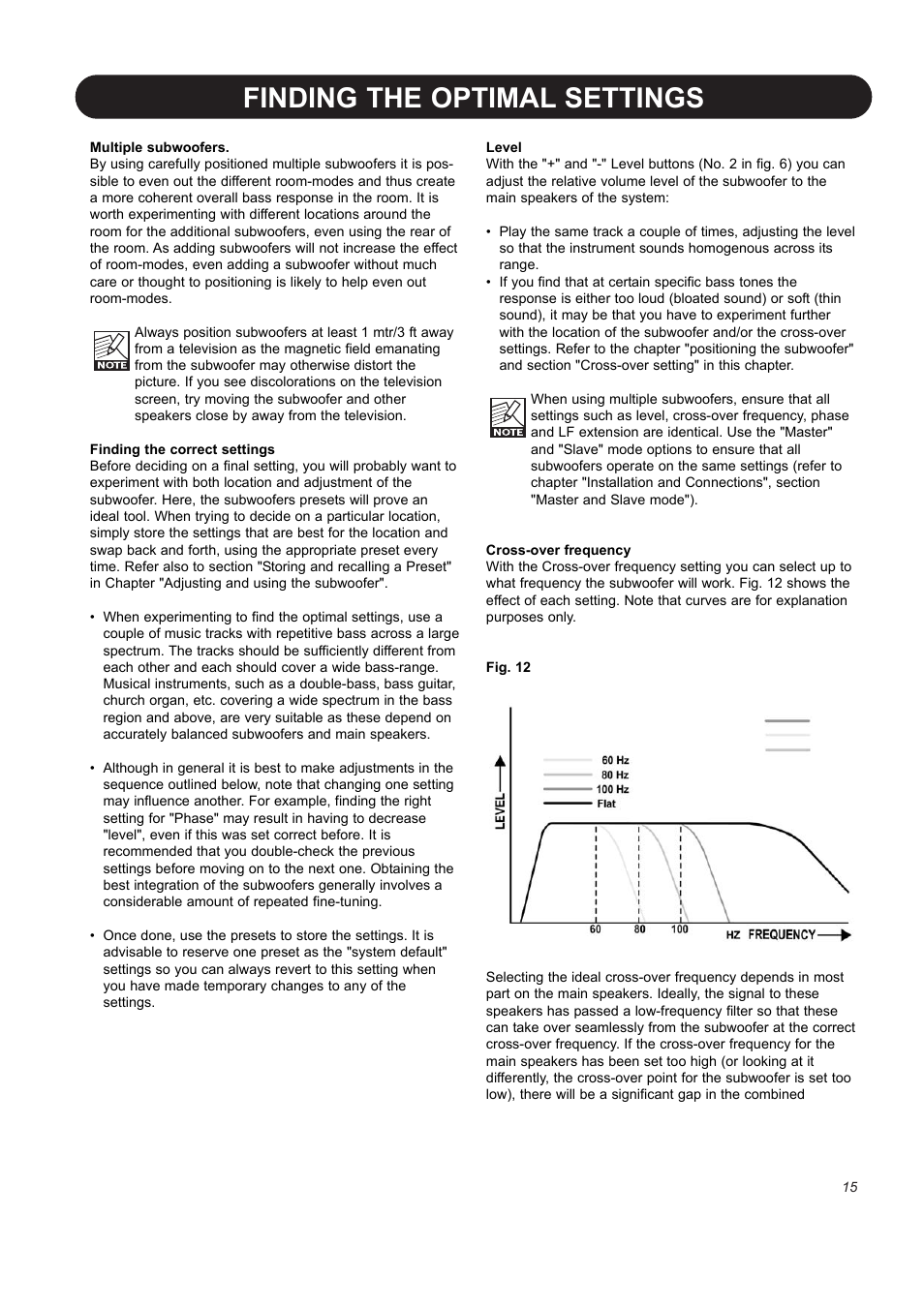 Finding the optimal settings | Dynaudio BM12S User Manual | Page 17 / 22