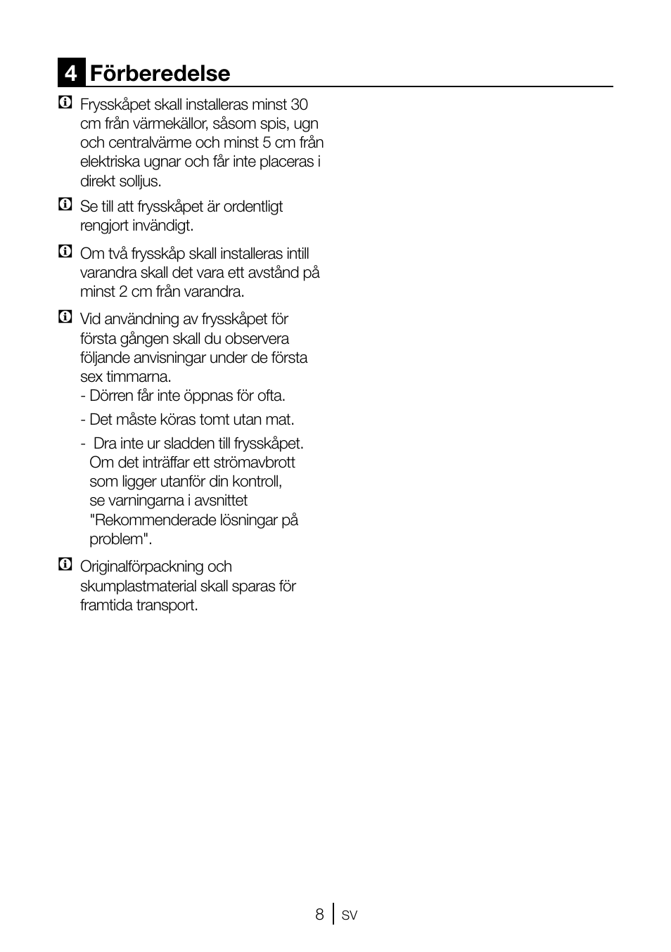 4förberedelse | GRAM FSI 3225-94 N/1 User Manual | Page 32 / 64