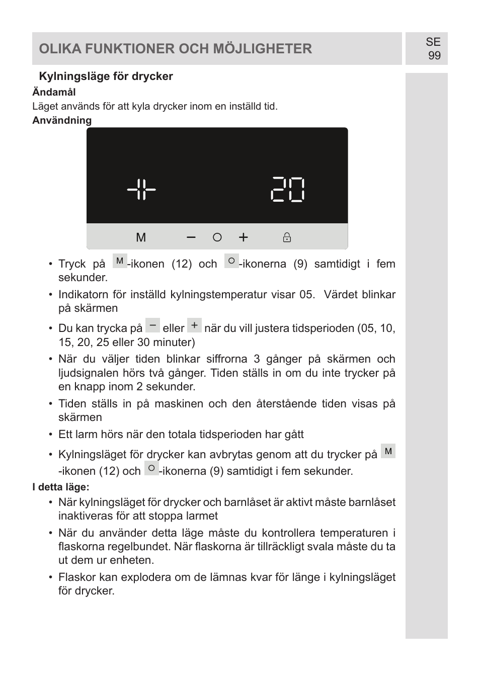 Olika funktioner och möjligheter | GRAM KF 482064 FN/1 User Manual | Page 100 / 124