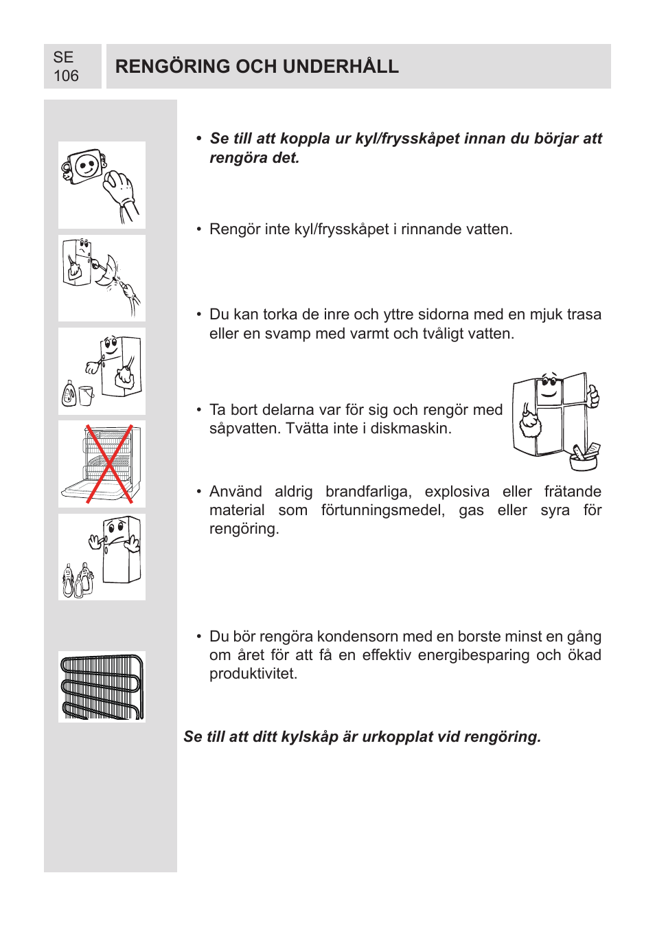 Rengöring och underhåll | GRAM KF 482064 FN/1 User Manual | Page 107 / 124
