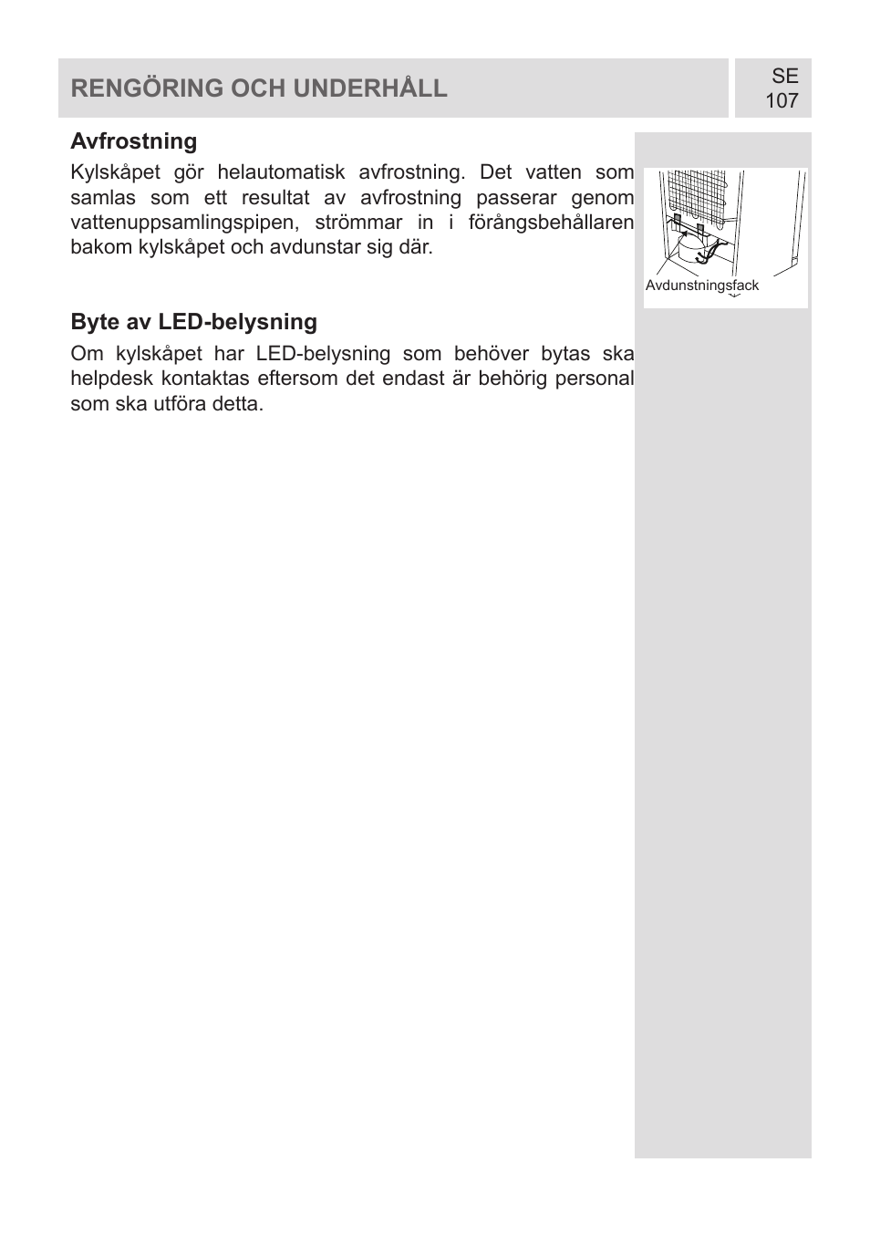 Rengöring och underhåll | GRAM KF 482064 FN/1 User Manual | Page 108 / 124