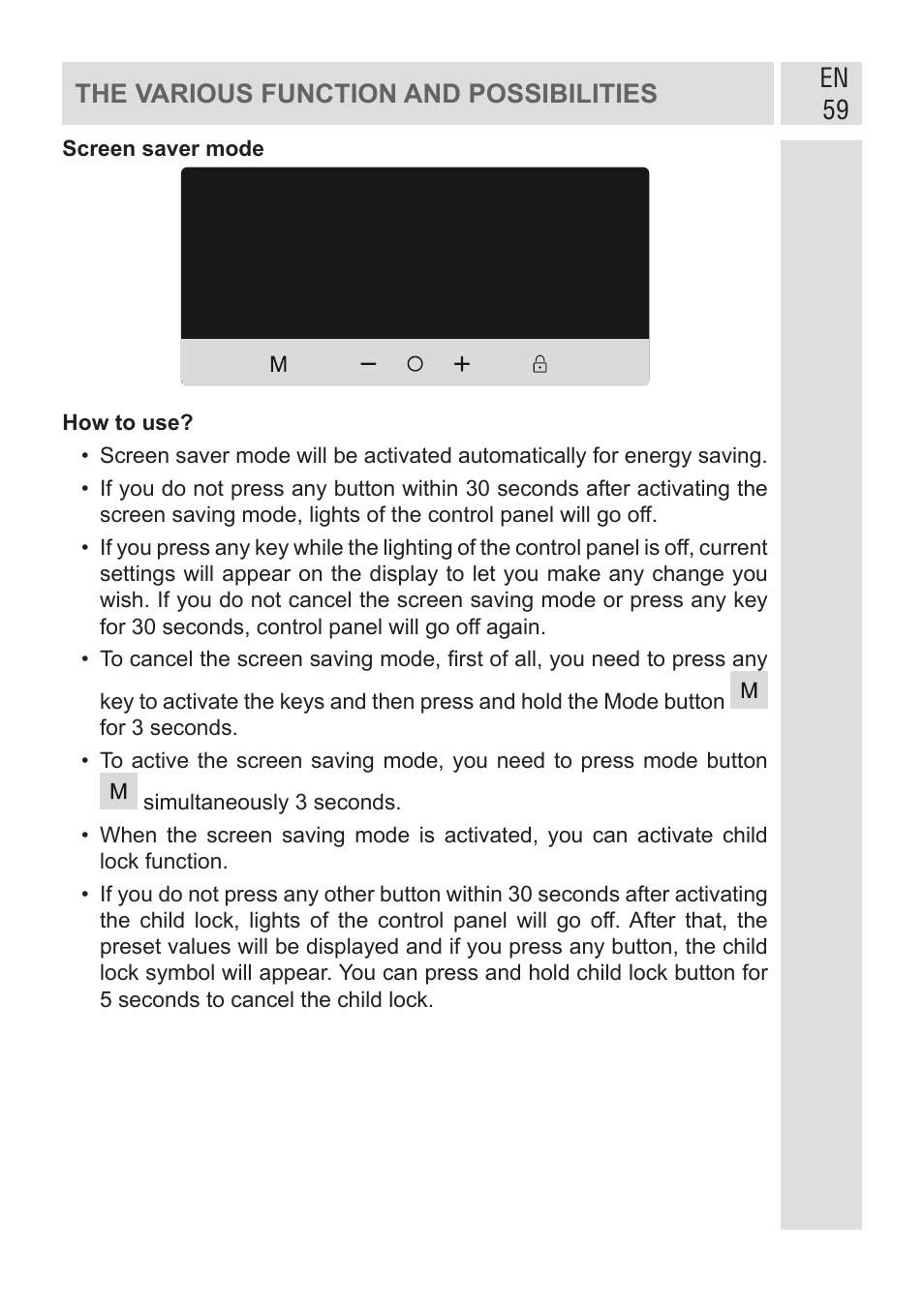 En 59 the various function and possibilities | GRAM KF 482064 FN/1 User Manual | Page 60 / 124