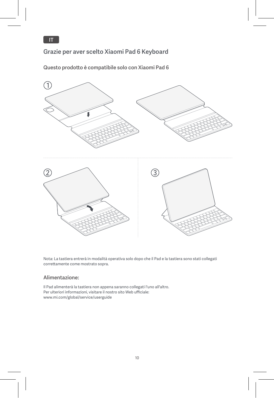 Grazie per aver scelto xiaomi pad 6 keyboard | Xiaomi Pad 6 User Manual | Page 12 / 32