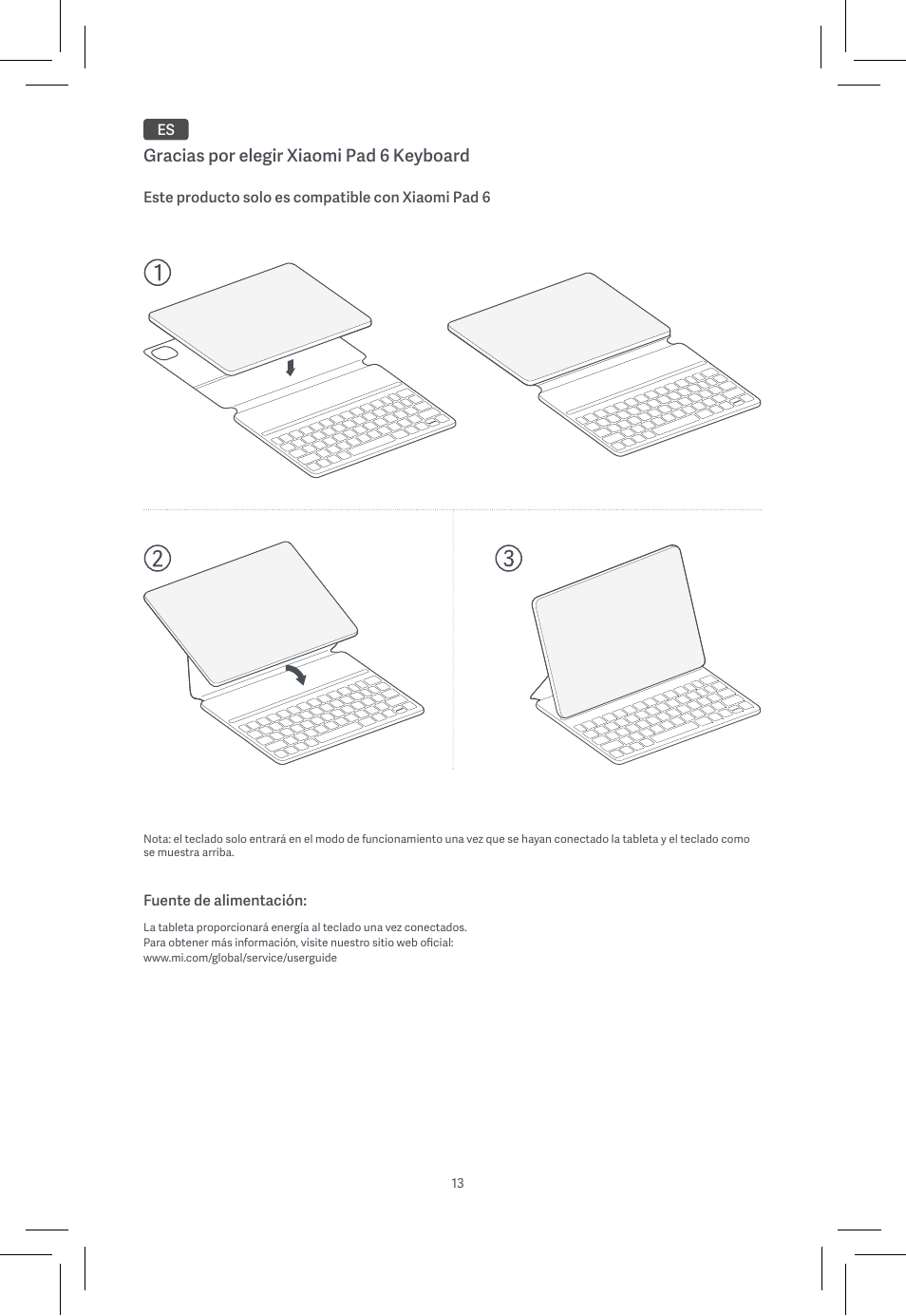 Gracias por elegir xiaomi pad 6 keyboard | Xiaomi Pad 6 User Manual | Page 15 / 32
