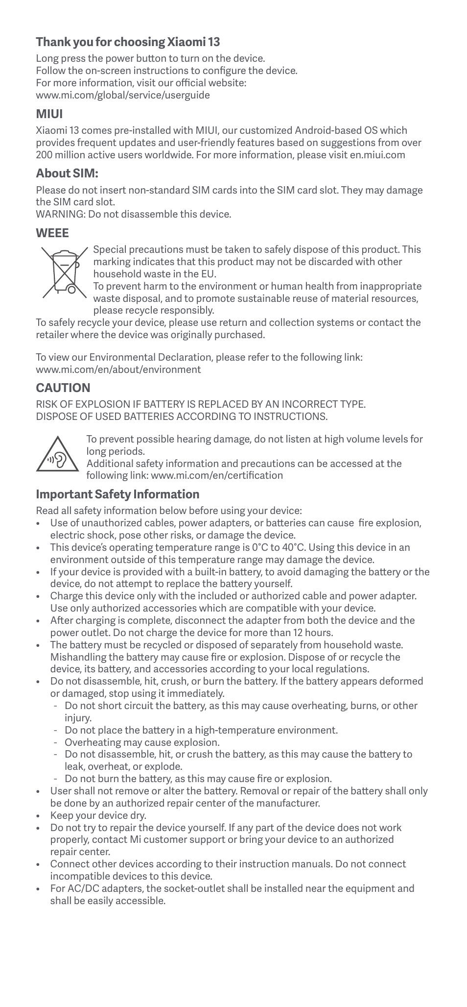 Xiaomi 13 User Manual | Page 2 / 16