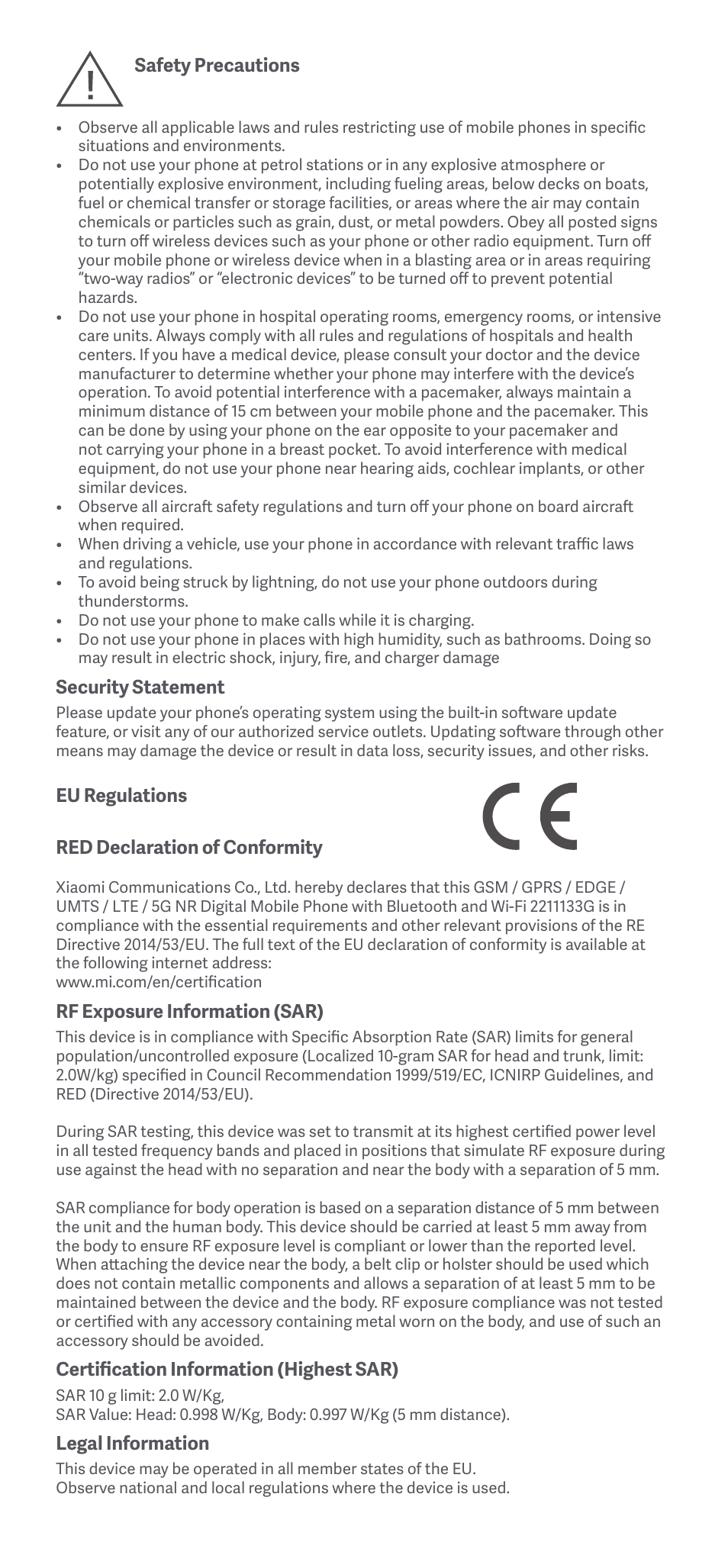 Xiaomi 13 User Manual | Page 3 / 16