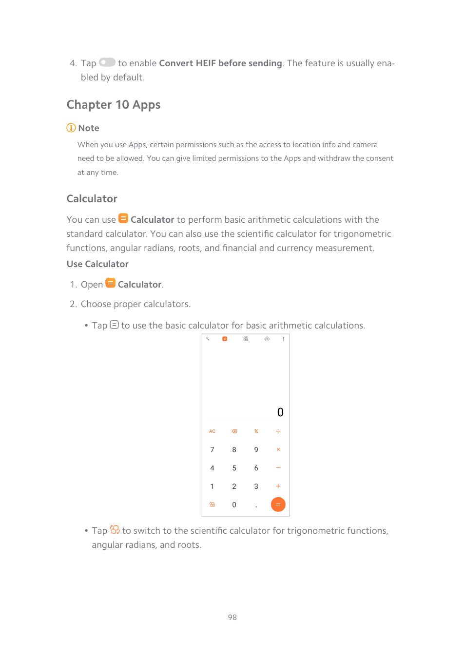 Chapter 10 apps, Calculator, Use calculator | Xiaomi MIUI 14 User Manual | Page 105 / 166