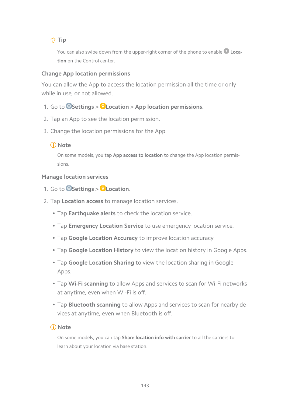 Change app location permissions, Manage location services | Xiaomi MIUI 14 User Manual | Page 150 / 166