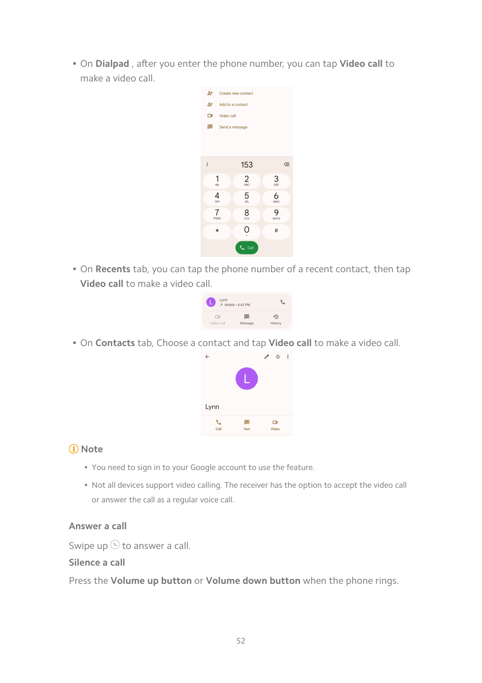 Answer a call, Silence a call | Xiaomi MIUI 14 User Manual | Page 59 / 166