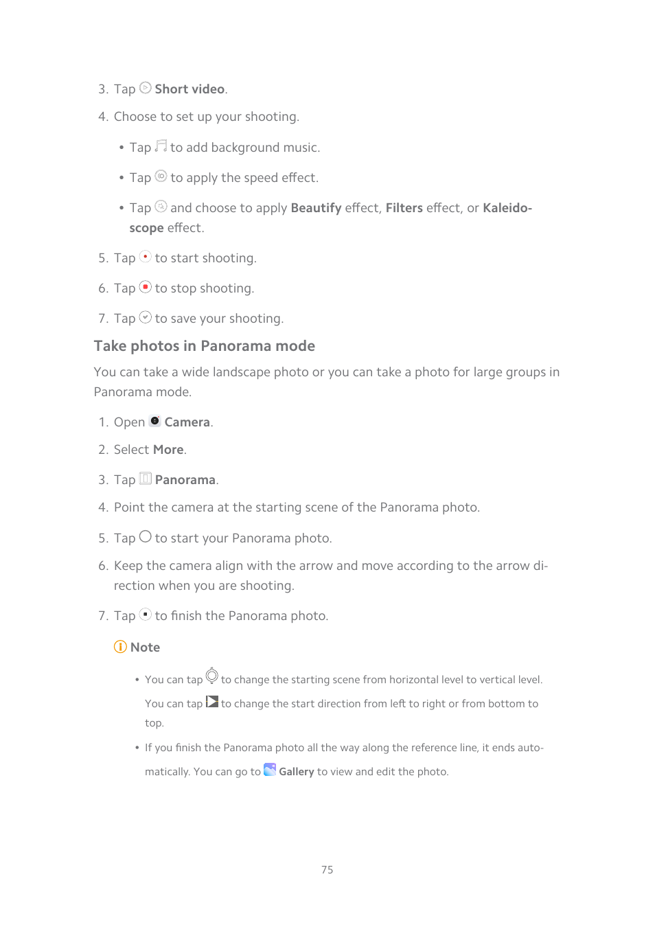 Take photos in panorama mode, S. see, Take photos in | Panorama mode | Xiaomi MIUI 14 User Manual | Page 82 / 166