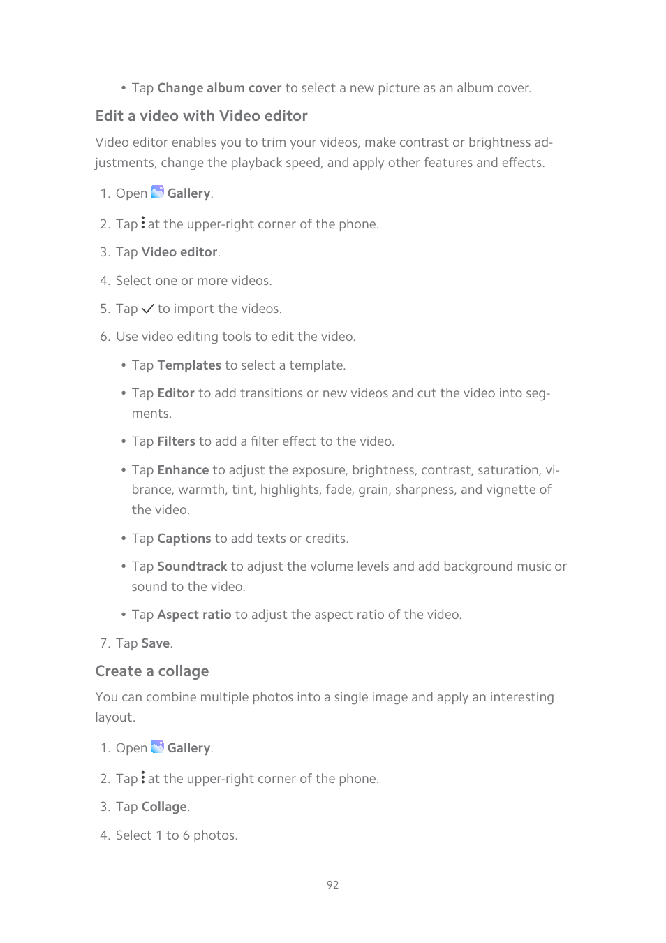 Edit a video with video editor, Create a collage | Xiaomi MIUI 14 User Manual | Page 99 / 166