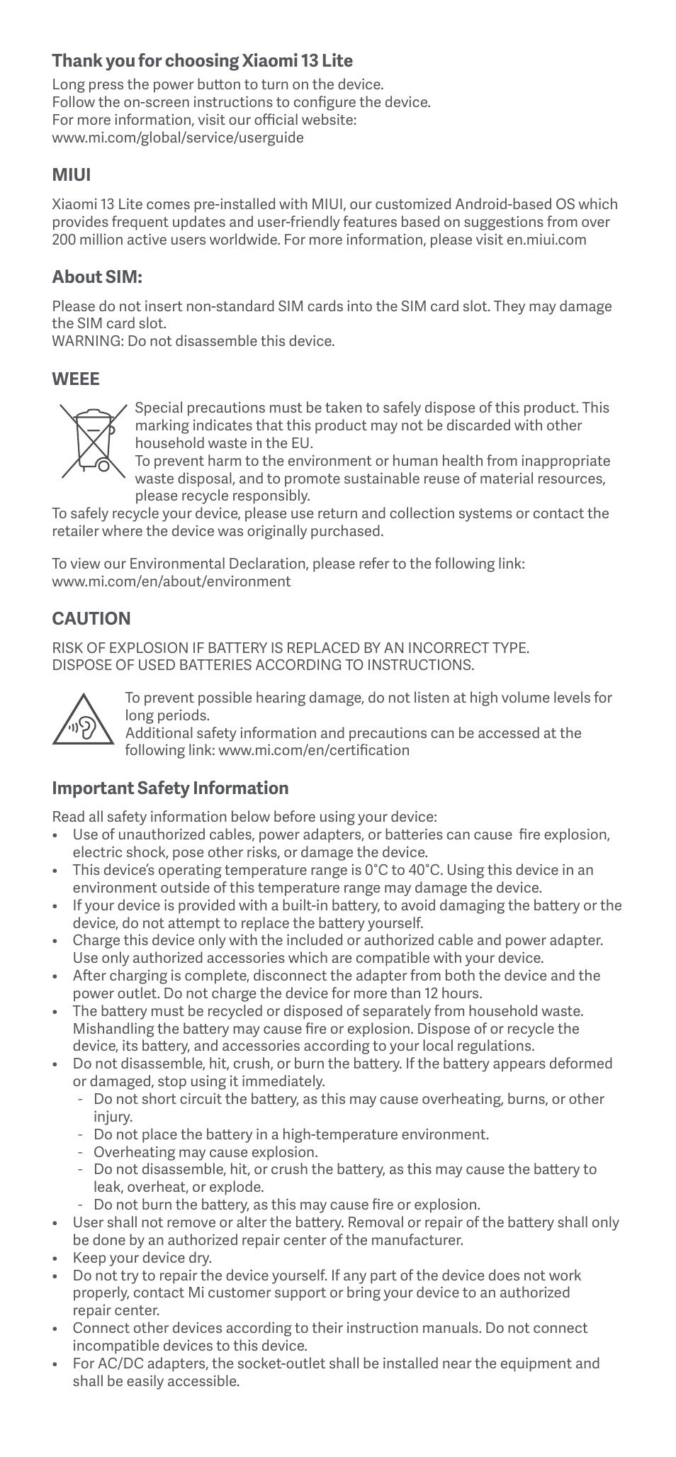 Xiaomi 13 Lite User Manual | Page 2 / 16