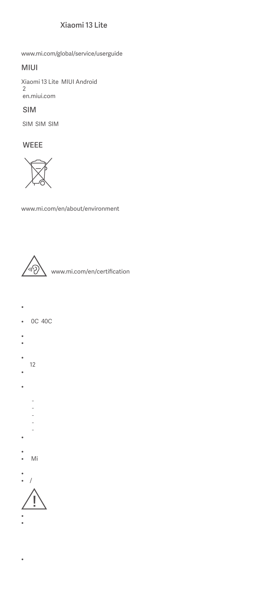 Xiaomi 13 Lite User Manual | Page 8 / 16