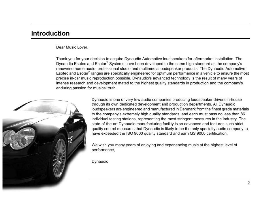 Introduction | Dynaudio SERIES 2 ESOTEC User Manual | Page 2 / 16