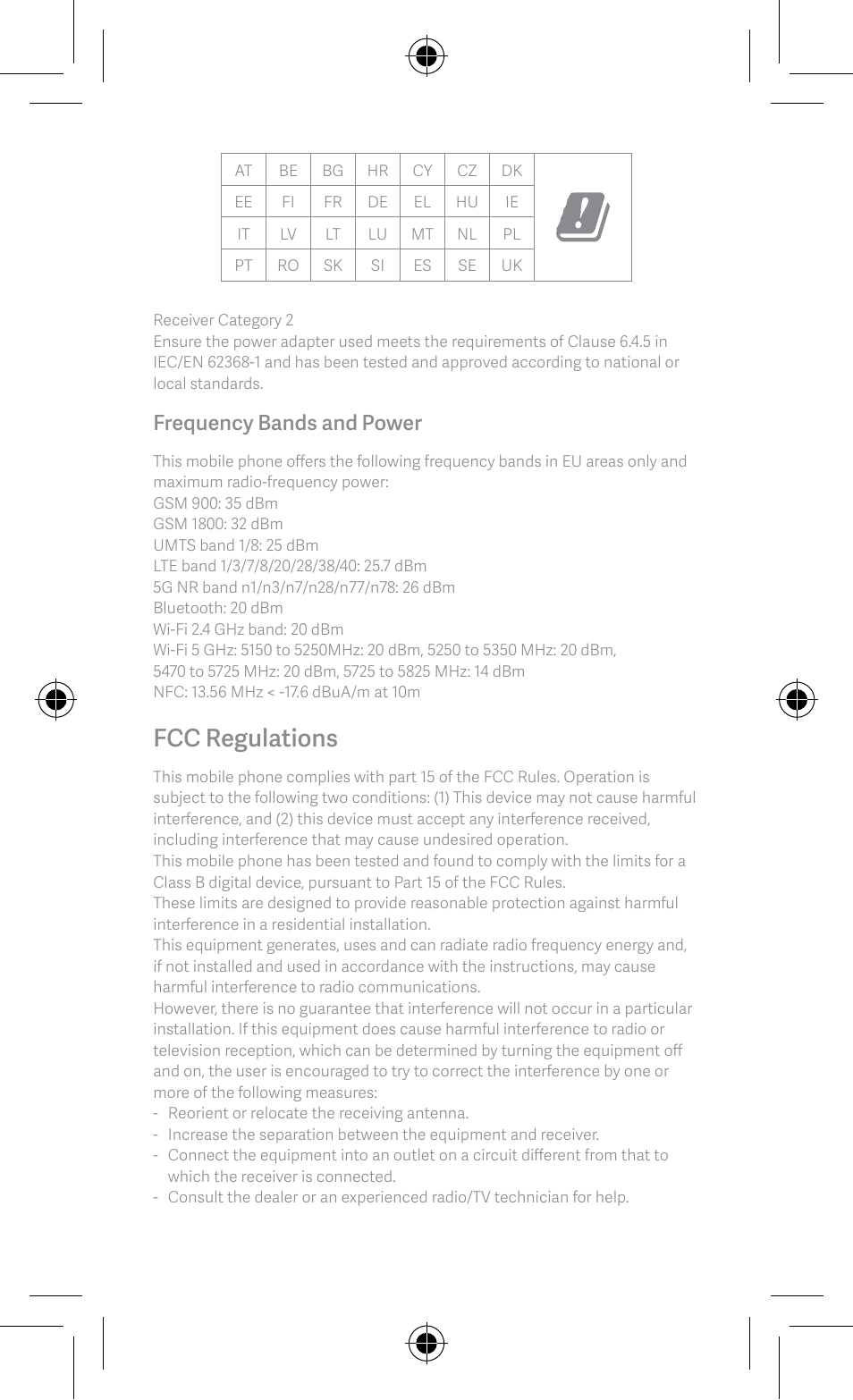 Fcc regulations, Frequency bands and power | Xiaomi Mi 10 Lite 5G User Manual | Page 7 / 8