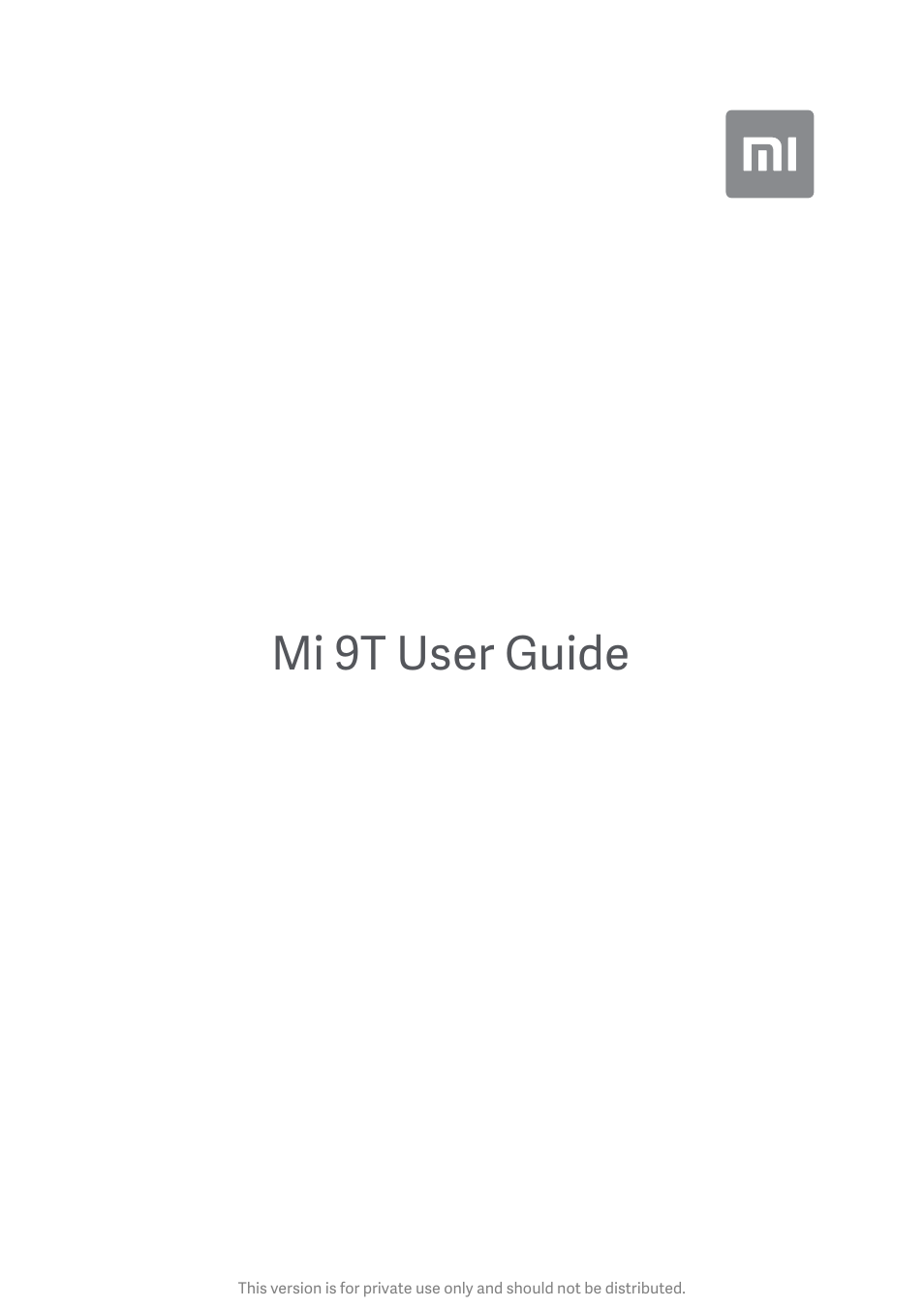 Xiaomi Mi 9T User Manual | 9 pages