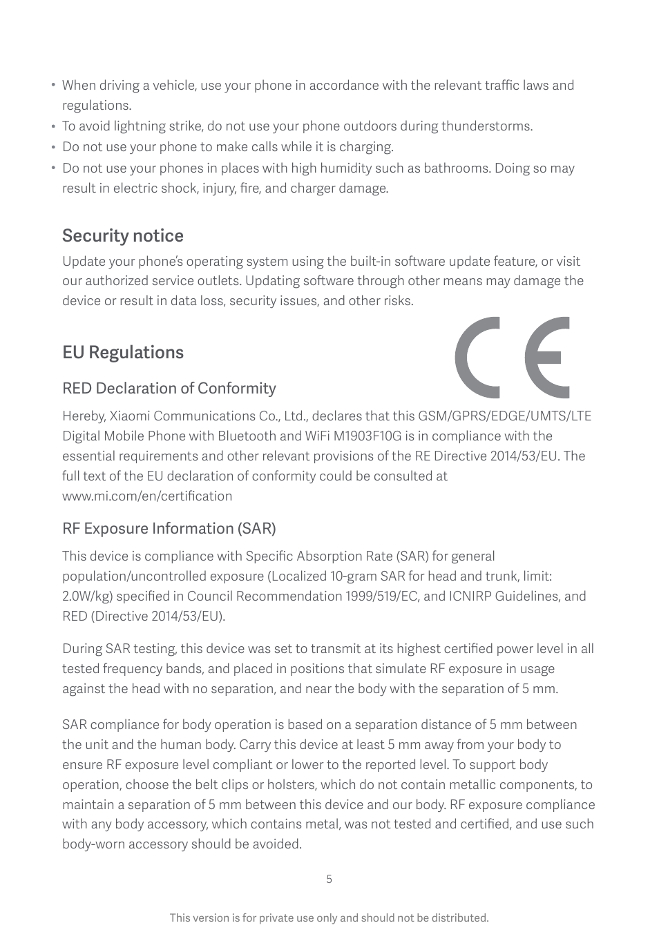 Security notice, Eu regulations | Xiaomi Mi 9T User Manual | Page 6 / 9