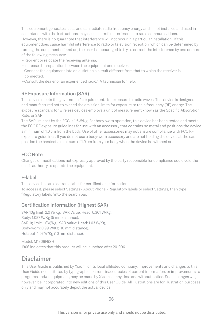 Disclaimer | Xiaomi Mi A3 User Manual | Page 7 / 8