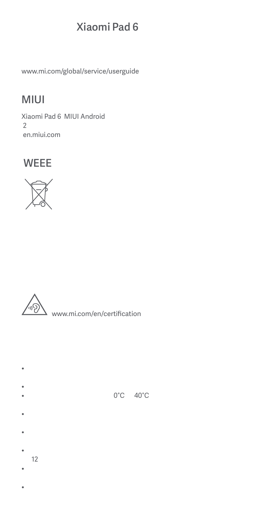 Xiaomi pad 6, Miui, Weee | Xiaomi Pad 6 User Manual | Page 12 / 24