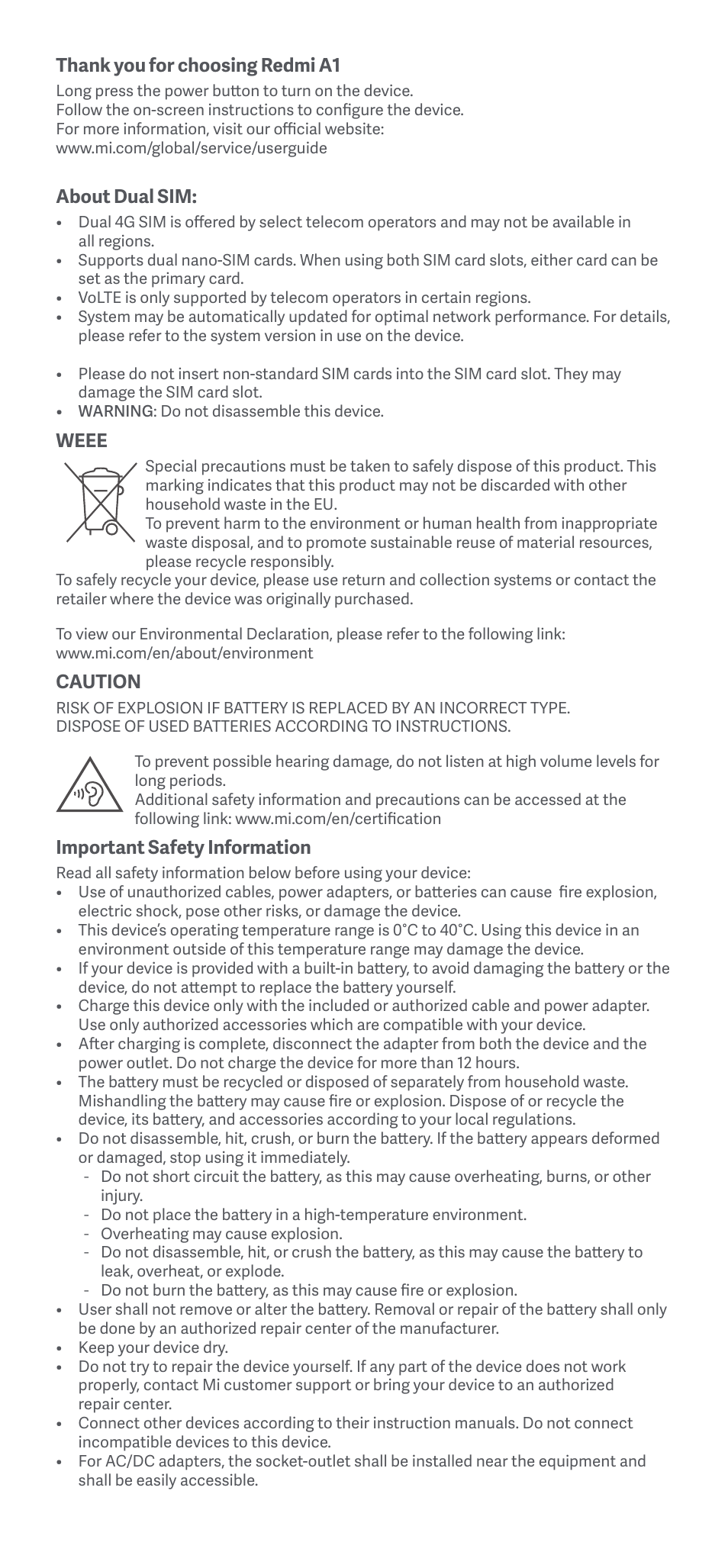 Xiaomi Redmi A1 User Manual | Page 2 / 16