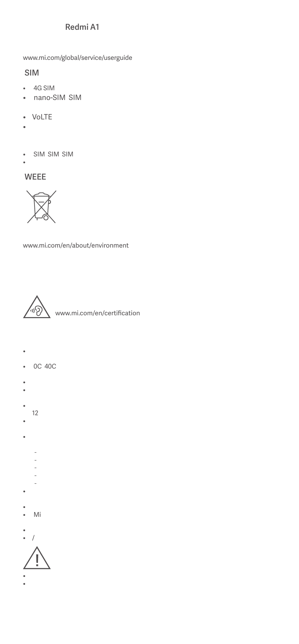 Xiaomi Redmi A1 User Manual | Page 8 / 16