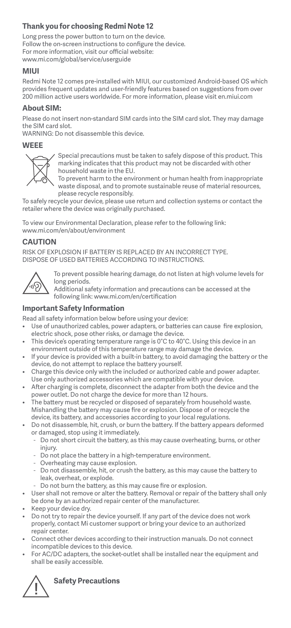 Xiaomi Redmi Note 12 User Manual | Page 2 / 16