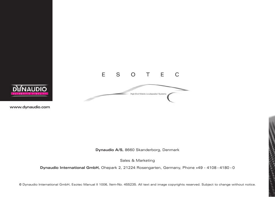Dynaudio ESOTEC Car Stereo System User Manual | Page 16 / 16