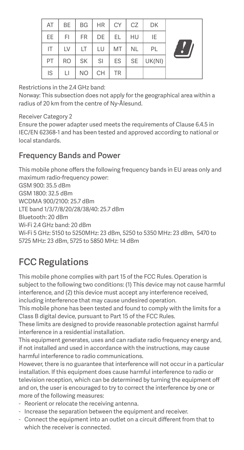 Fcc regulations, Frequency bands and power | Xiaomi Redmi Note 10 User Manual | Page 7 / 25