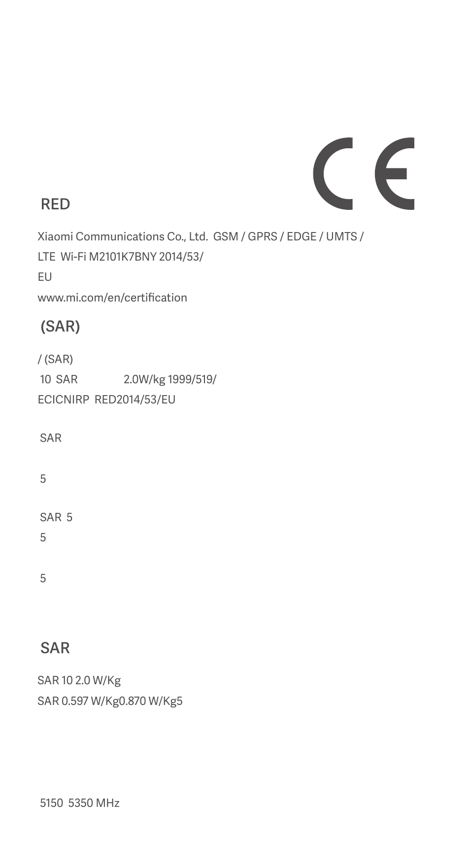 Sar) | Xiaomi Redmi Note 10S User Manual | Page 15 / 25