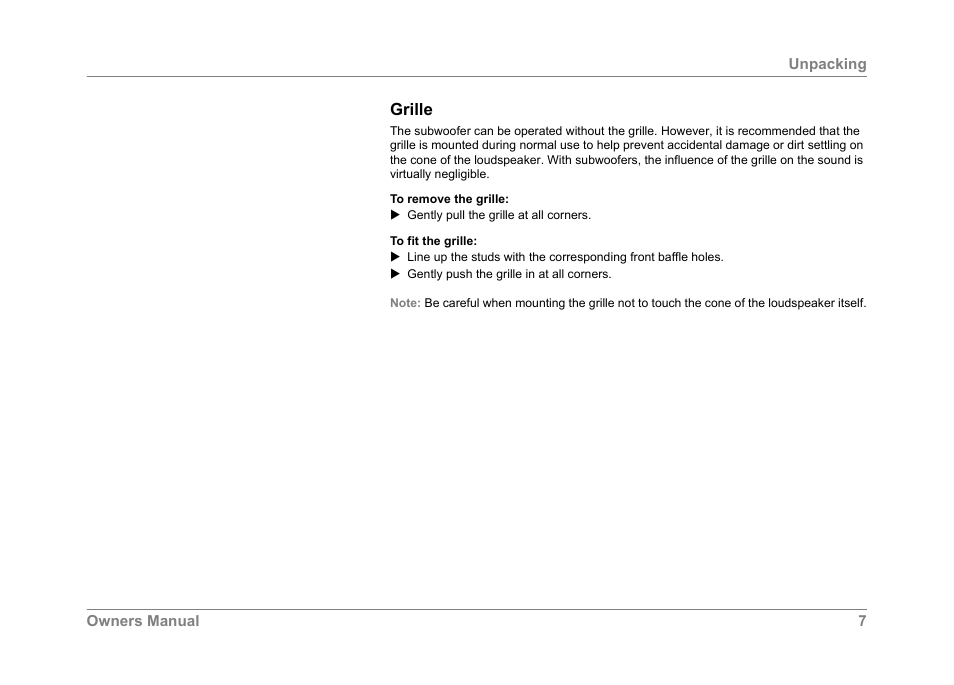 Grille | Dynaudio SUB 600 User Manual | Page 10 / 42