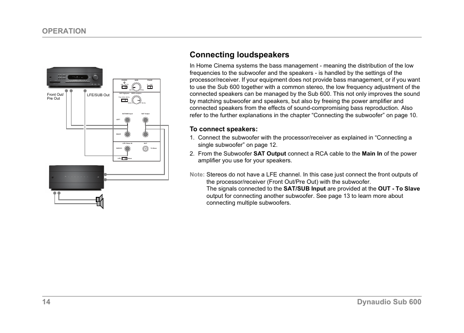Connecting loudspeakers | Dynaudio SUB 600 User Manual | Page 17 / 42