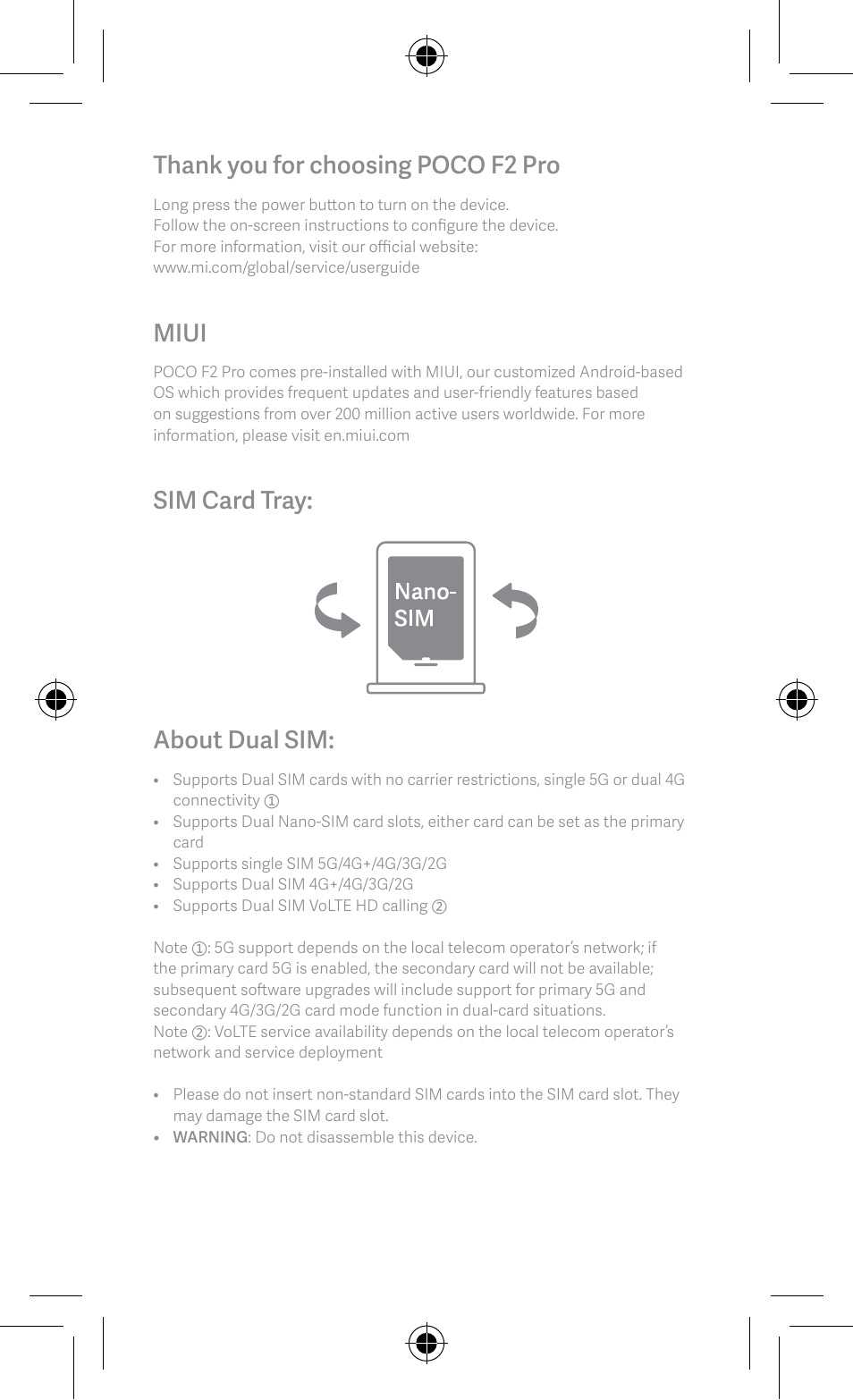 Miui, Sim card tray: about dual sim | Xiaomi POCO F2 Pro User Manual | Page 3 / 8