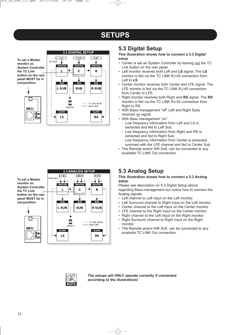Setups, 3 digital setup, 3 analog setup | Dynaudio pmn User Manual | Page 14 / 60