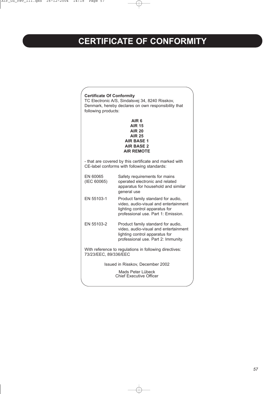 Certificate of conformity | Dynaudio pmn User Manual | Page 59 / 60