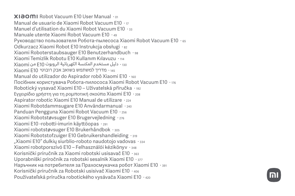 Xiaomi Robot Vacuum E10 User Manual | 438 pages