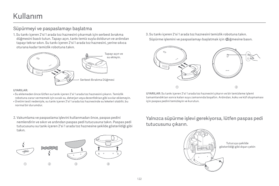 Kullanım | Xiaomi Robot Vacuum E10 User Manual | Page 123 / 438