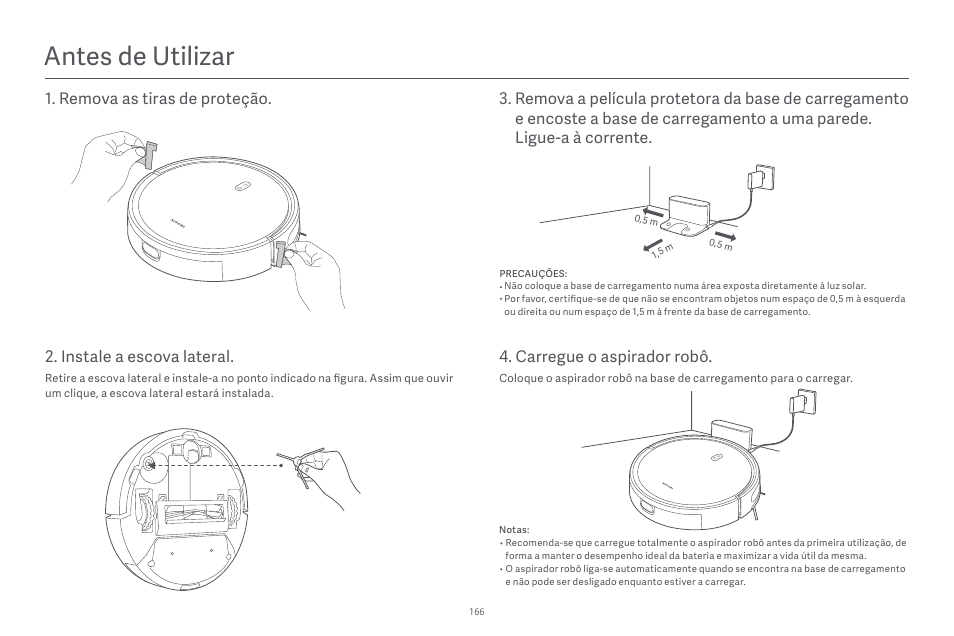 Antes de utilizar, Instale a escova lateral | Xiaomi Robot Vacuum E10 User Manual | Page 167 / 438