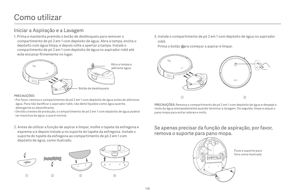Como utilizar | Xiaomi Robot Vacuum E10 User Manual | Page 169 / 438